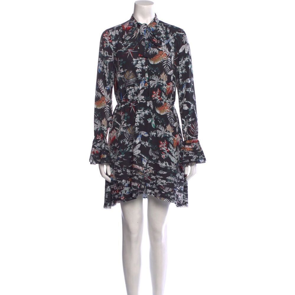 Derek Lam 10 Crosby Black Floral Print Mini Shirt Dress XS